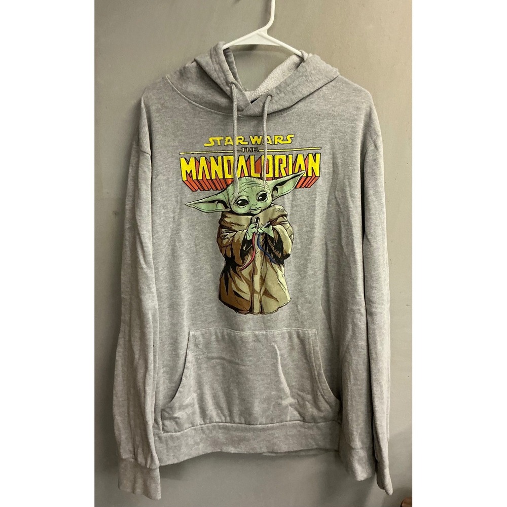 Star Wars The Mandalorian Grogu Baby Yoda Hoodie Gray XXL Sweatshirt Disney